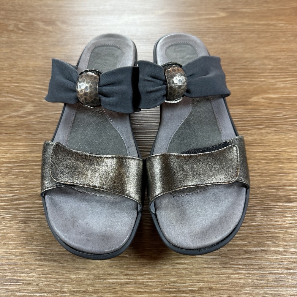 Naot Womens Metallic Bronze Comfort Slide Sandals Bow Accent Size 41 US 10